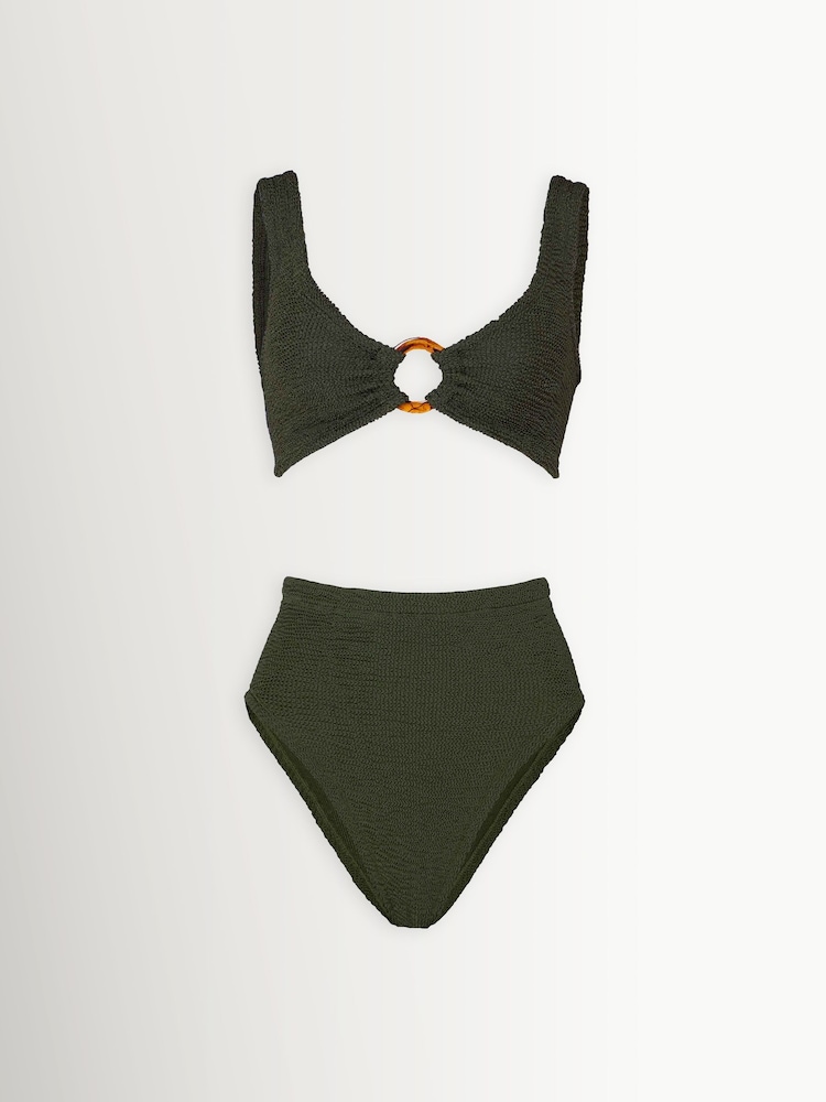 Verde - Hunza G Nadine Hoop Crinkle Bikini Set - Imagen 1 de 1