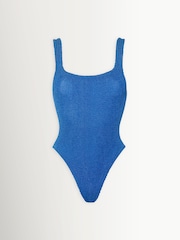 Hunza G Blue Square Neck Crinkle Swimsuit - Image 6 of 6