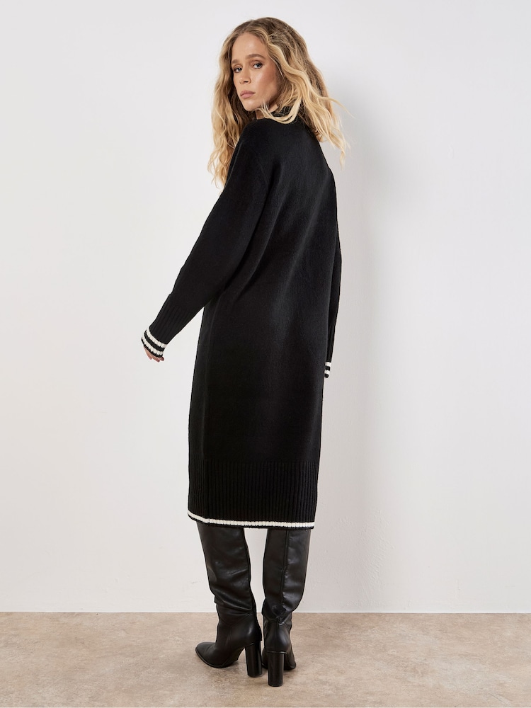 Buy Apricot Black Tipped Chunky Knit High Neck Midi Dress from Next  Luxembourg