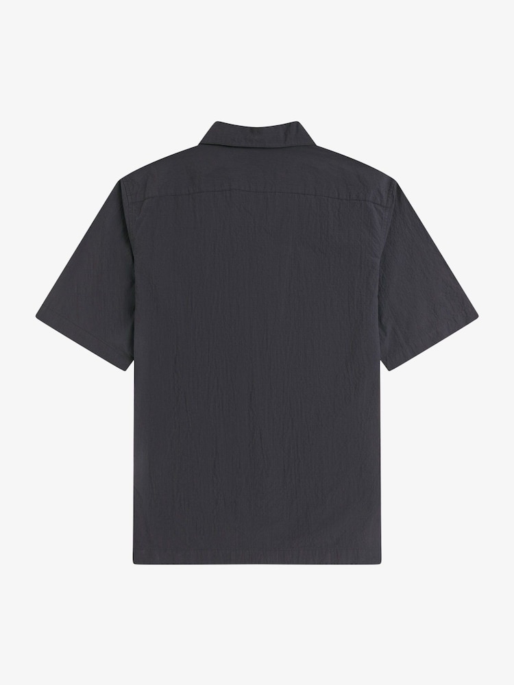 Fred Perry Grey Seersucker Revere Collar Shirt - Image 2 of 2
