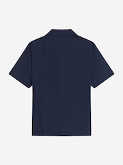 Fred Perry Blue Linen Blend Revere Collar Shirt - Image 5 of 5