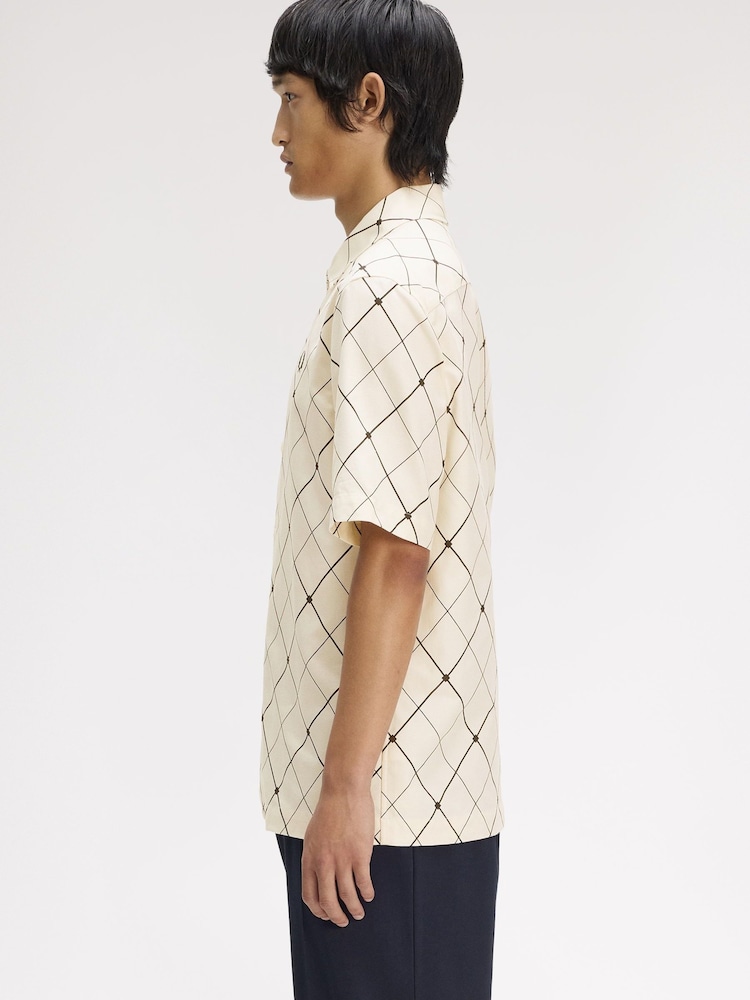 Fred Perry Cream Argyle Shirt - Image 2 of 5