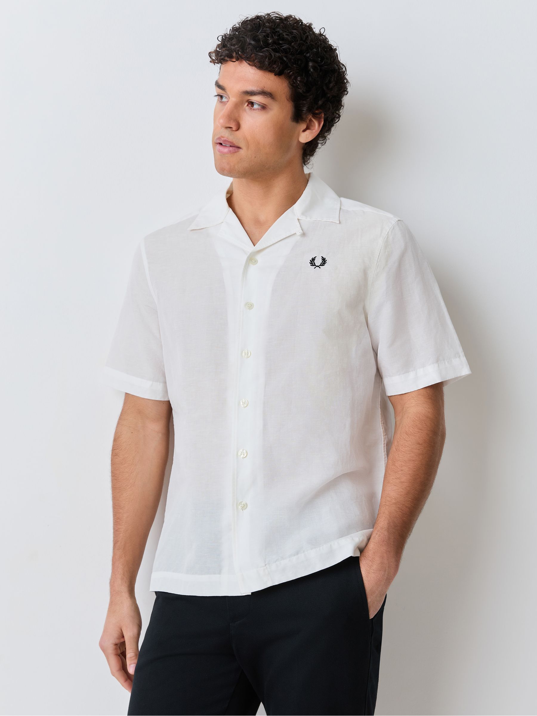 Fred Perry Men's White Linen Shirt