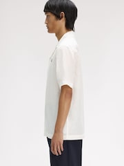 Fred Perry White Linen Blend Revere Collar Shirt - Image 2 of 5