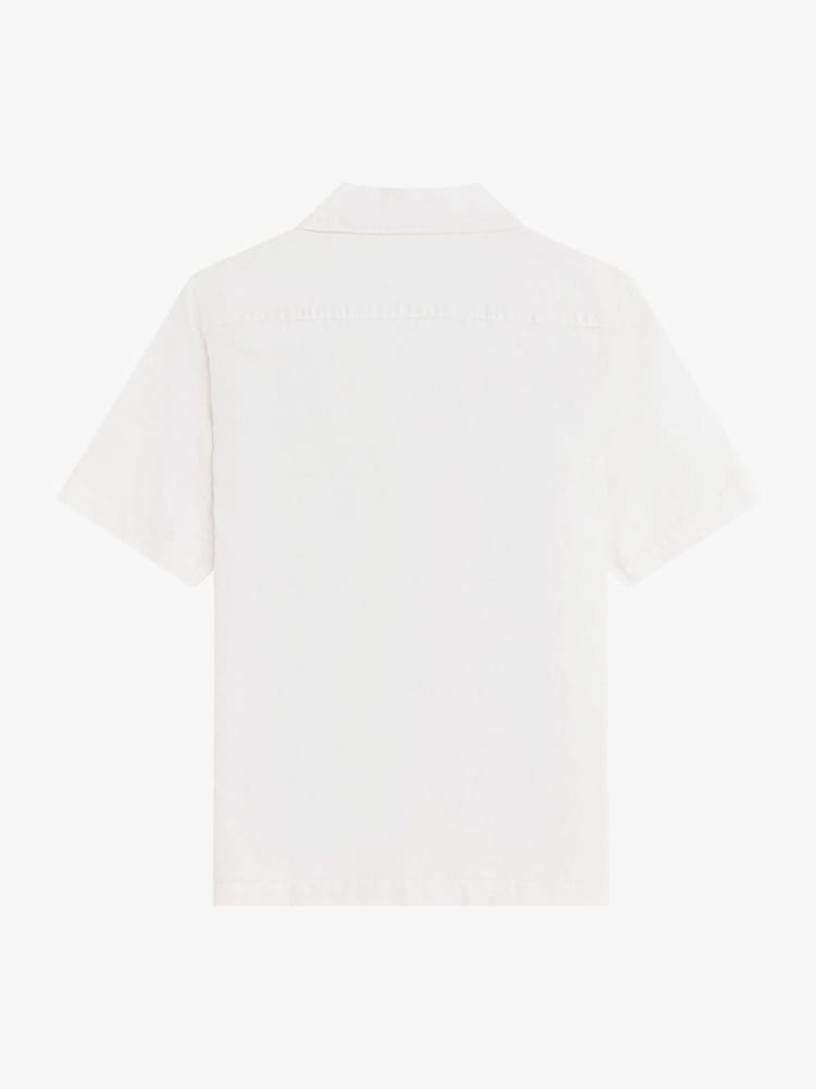 Fred Perry White Linen Blend Revere Collar Shirt - Image 5 of 5