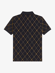 Fred Perry Black Argyle Print Polo Shirt - Image 8 of 8