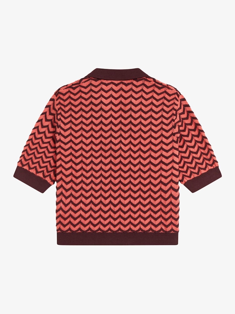 Fred Perry Pink Pointelle Knitted Shirt - Image 3 of 3