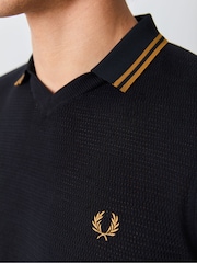 Negro - Fred Perry Pointelle Knitted Shirt - Imagen 4 de 6