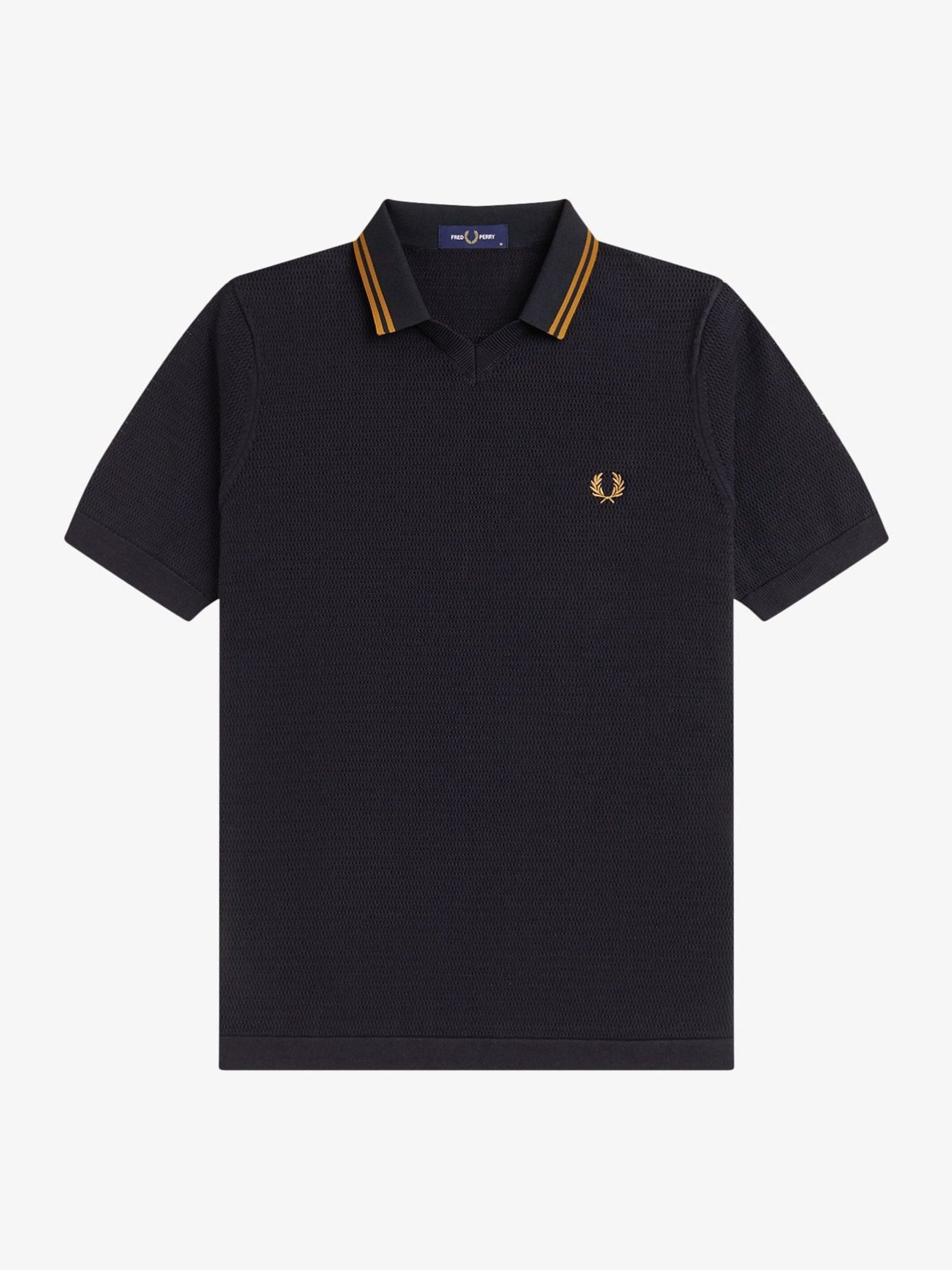 Buy Fred Perry Black Pointelle Knitted Shirt from the Next UK