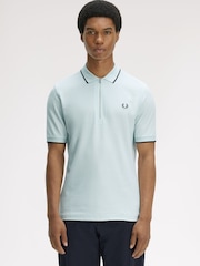 Fred Perry Blue Crepe Pique Polo Shirt - Image 1 of 5