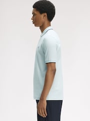 Fred Perry Blue Crepe Pique Polo Shirt - Image 2 of 5