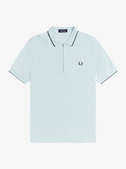 Fred Perry Blue Crepe Pique Polo Shirt - Image 4 of 5