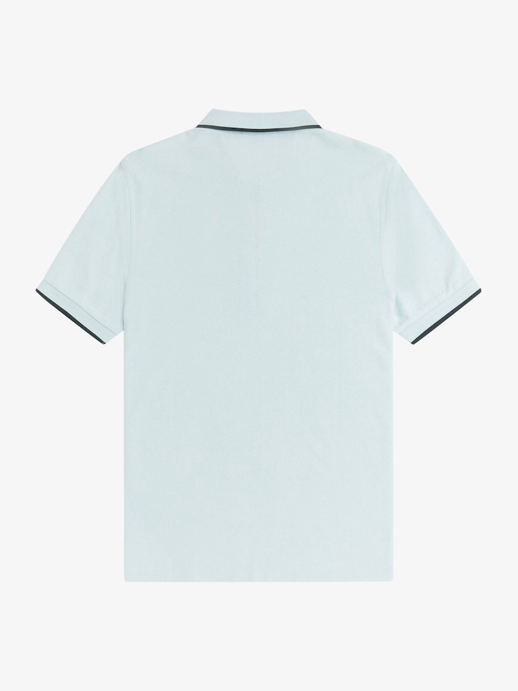 Fred Perry Blue Crepe Pique Polo Shirt - Image 5 of 5