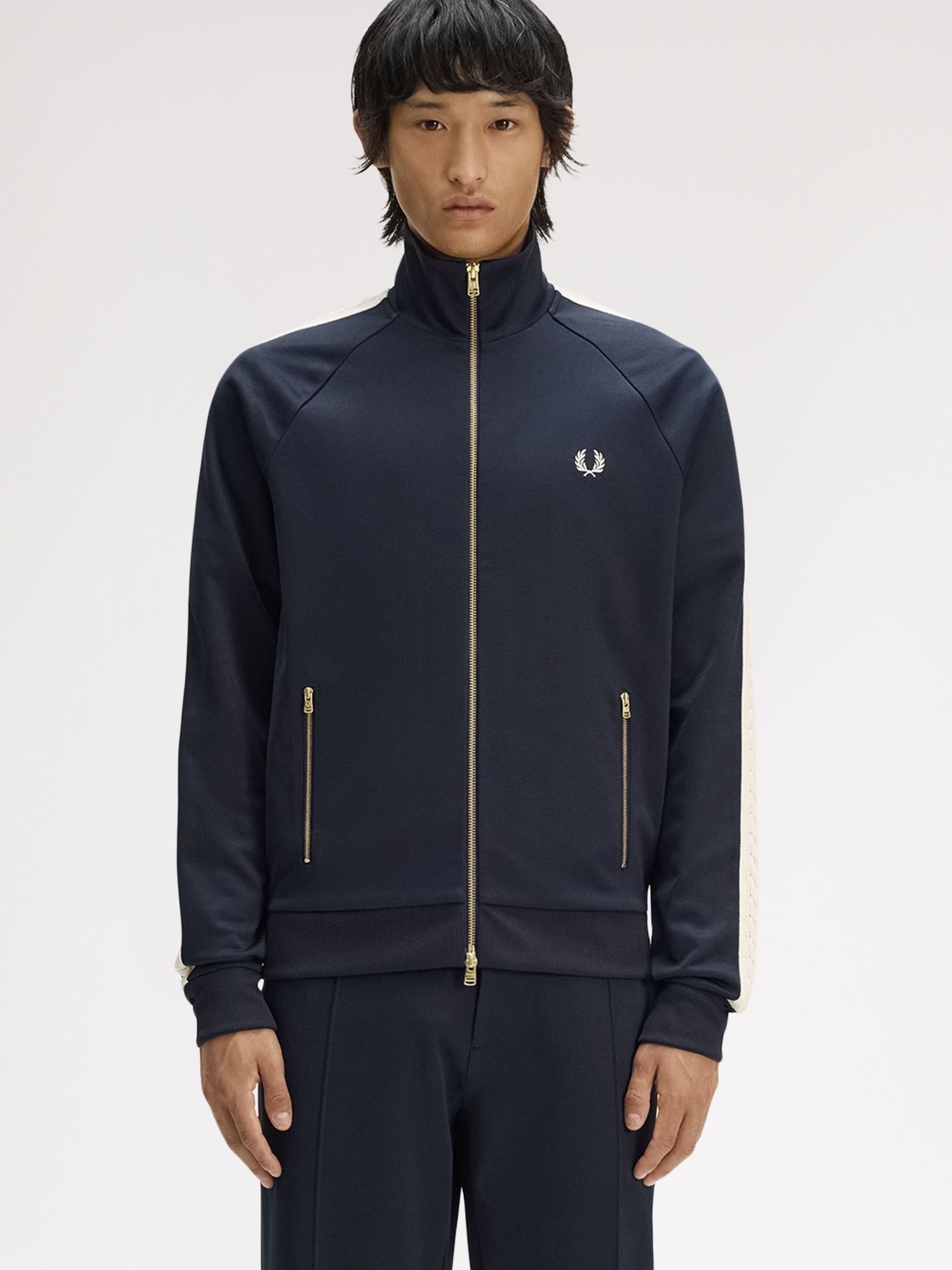 Buy Fred Perry Blue Cable Taped Track Jacket from the Next UK