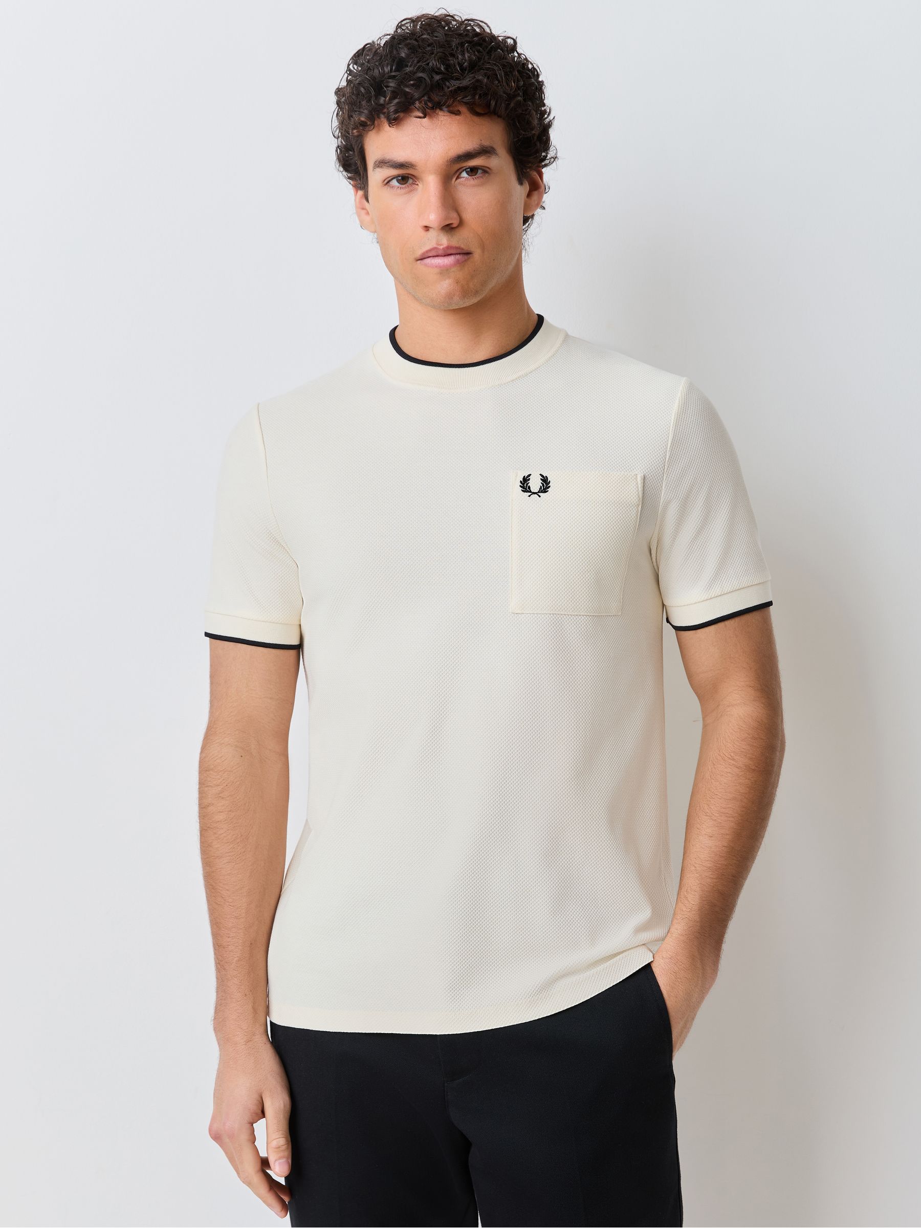 Buy Fred Perry Cream Pocket Detail Pique T-Shirt from Next Romania