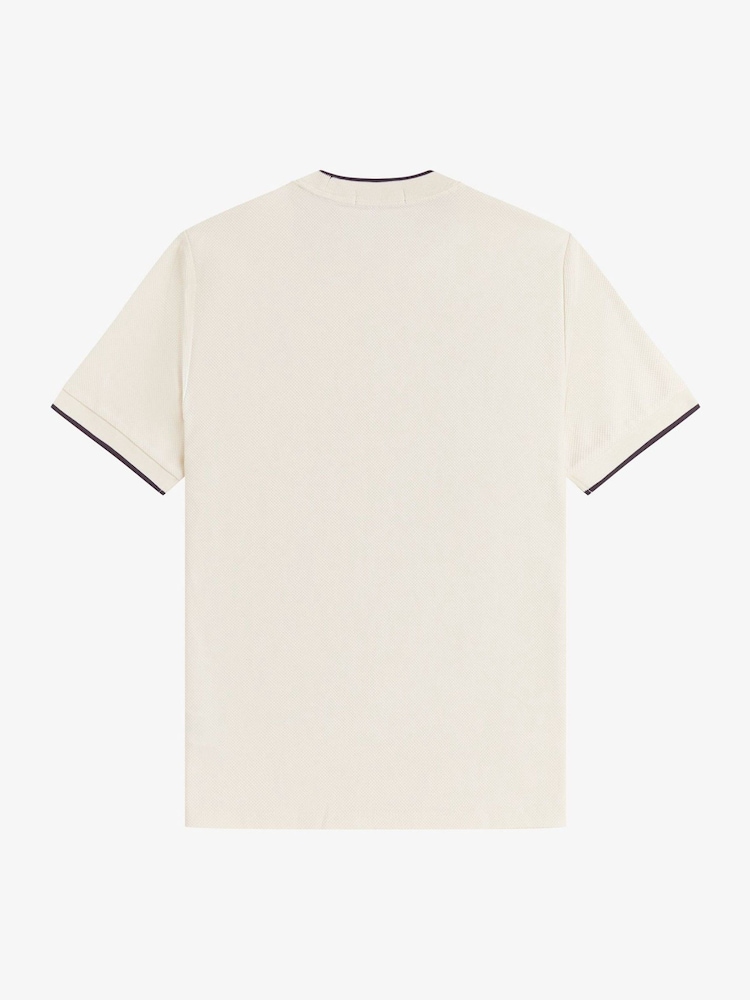 Fred Perry Cream Pocket Detail Pique T-Shirt - Image 2 of 2