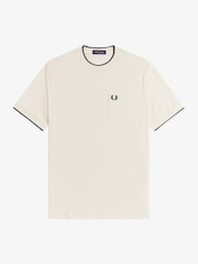 Fred Perry Cream Pocket Detail Pique T-Shirt - Image 5 of 6