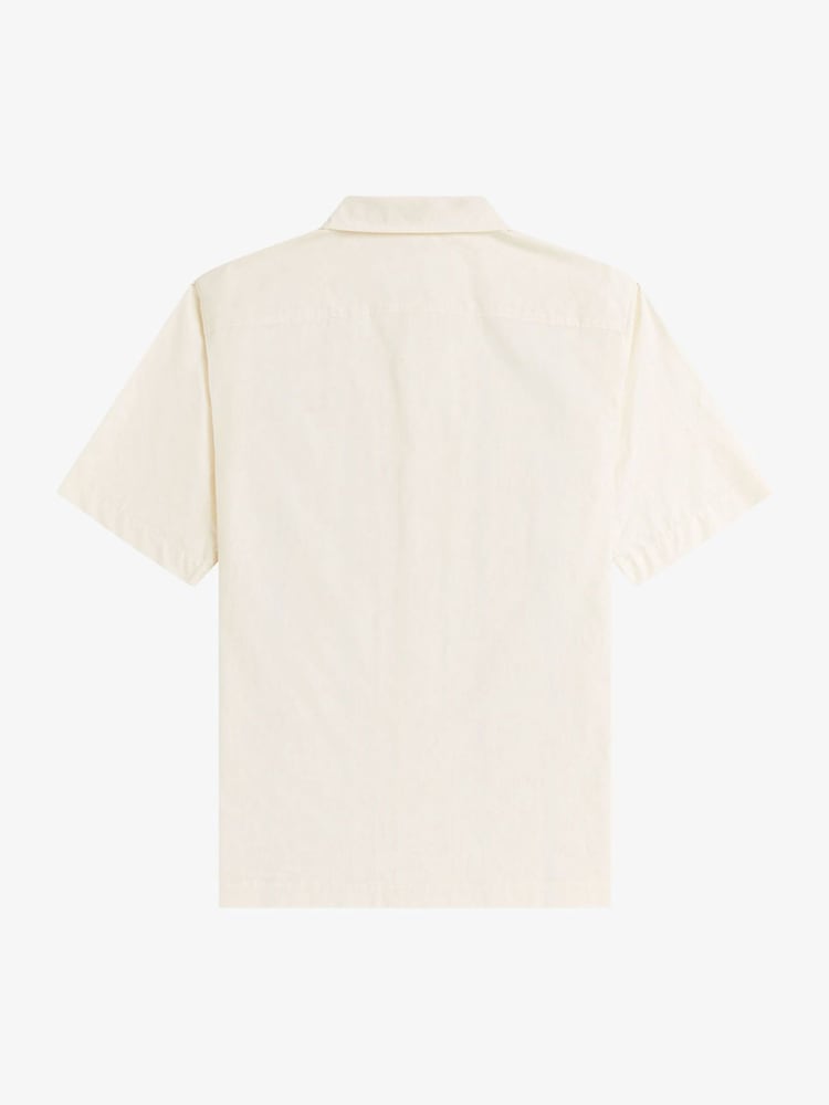 Fred Perry Cream Placement Print Revere Collar Shirt - Image 5 of 5