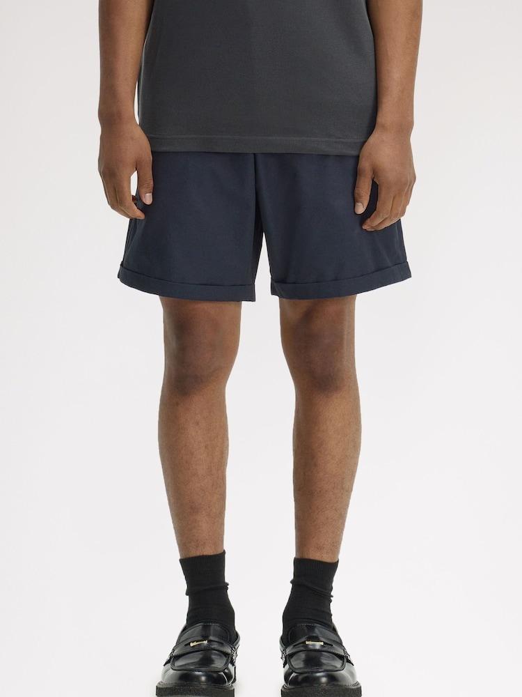 Fred Perry Blue Twill Shorts - Image 1 of 5 Fred Perry Blue Twill Shorts - Image 1 of 5