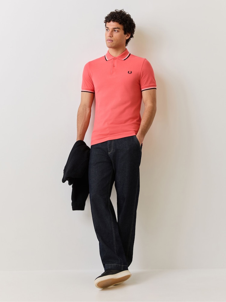 Fred Perry Pink Tipped Polo Shirt - Image 2 of 5