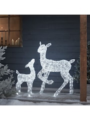 Lights4fun 90cm Doe & Fawn Acrylic LED Light Up Reindeer - Image 1 of 6