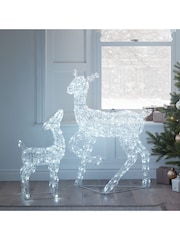 Lights4fun 90cm Doe & Fawn Acrylic LED Light Up Reindeer - Image 2 of 6