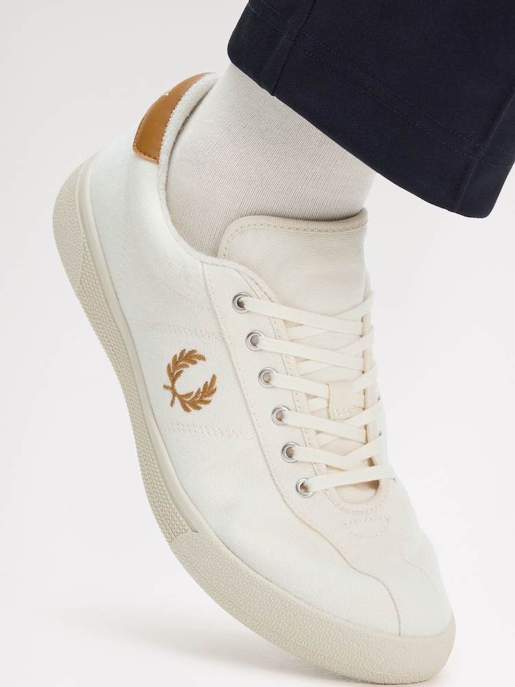 Fred Perry Cream Tennis Shoes Poly Canvas - Image 2 of 5