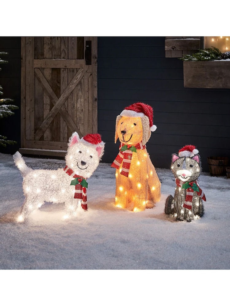 Lights4fun 46cm Cat Outdoor Light Up Christmas Figure - Image 2 of 2