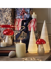 Lights4fun Set of 2 Glass LED Christmas Toadstools - Image 2 of 6