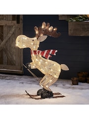 Lights4fun 86cm Skiing Moose Outdoor Christmas Figure Light - Image 1 of 4