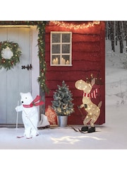 Lights4fun 86cm Skiing Moose Outdoor Christmas Figure Light - Image 3 of 4