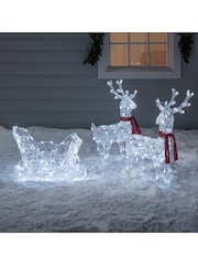 Lights4fun 68cm Reindeer & Sleigh Battery Christmas Figure - Image 1 of 3