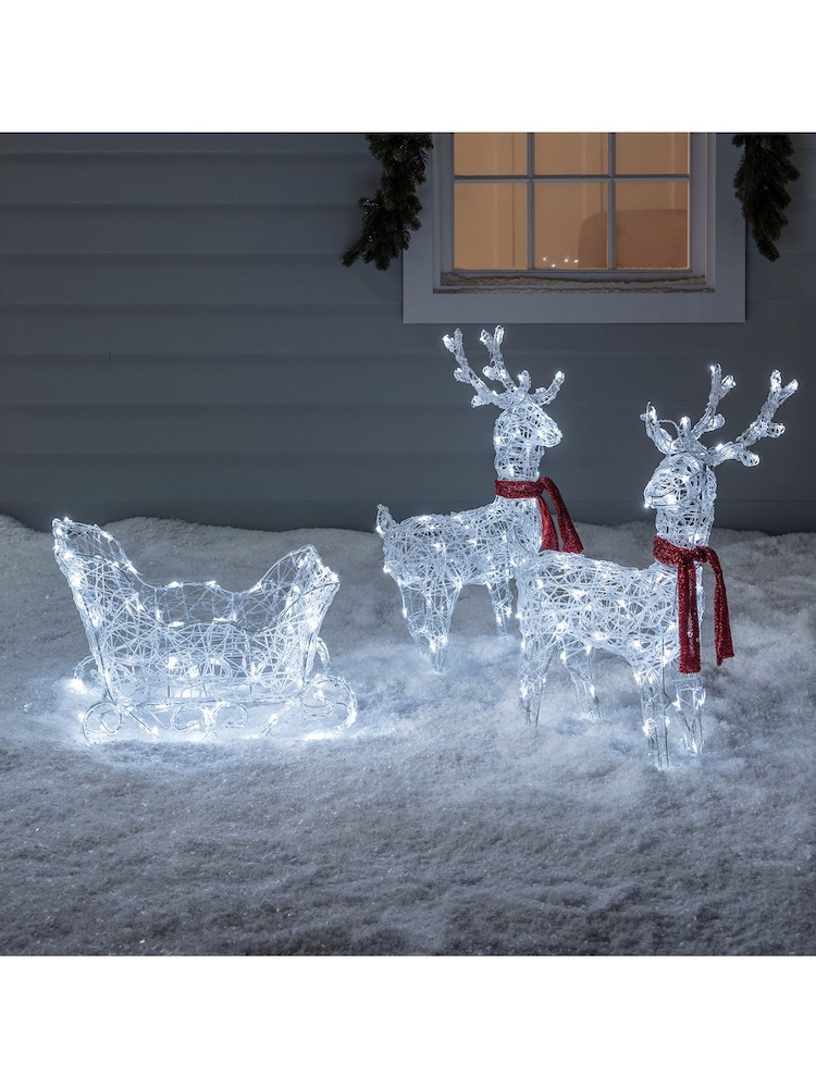 Lights4fun 68cm Reindeer & Sleigh Battery Christmas Figure - Image 1 of 3
