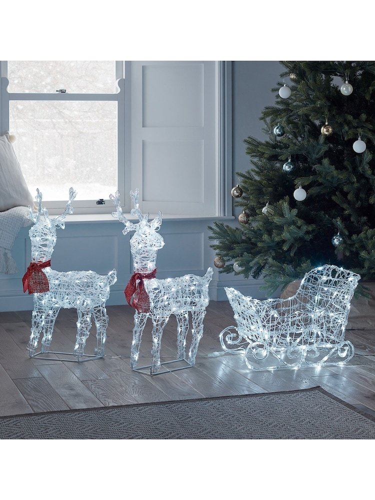 Lights4fun 68cm Reindeer & Sleigh Battery Christmas Figure - Image 2 of 3