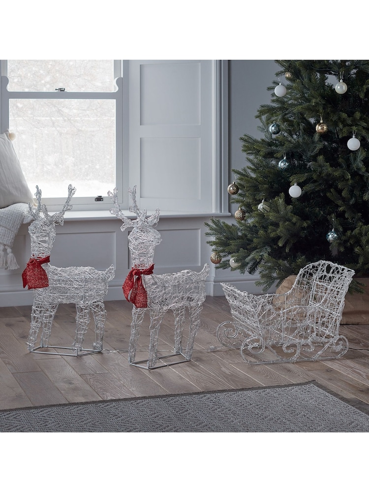 Lights4fun 68cm Reindeer & Sleigh Battery Christmas Figure - Image 3 of 3