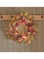 Lights4fun 50cm Pre Lit Autumn Winter Full Wreath - Image 1 of 6