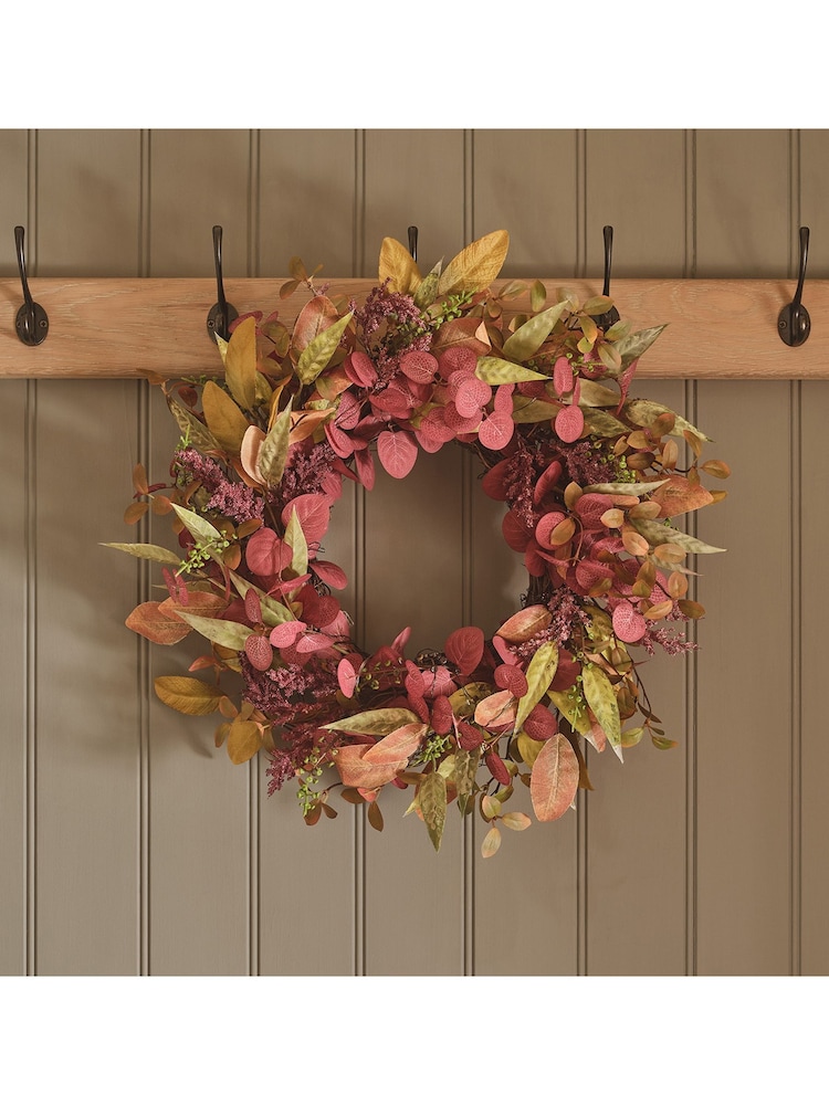 Lights4fun 50cm Pre Lit Autumn Winter Full Wreath - Image 2 of 6