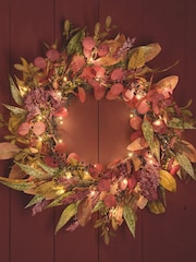 Lights4fun 50cm Pre Lit Autumn Winter Full Wreath - Image 7 of 8