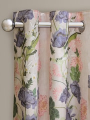 Natural Kew Collection Floral Touch of Linen Eyelet Lined Curtains - Image 1 of 6
