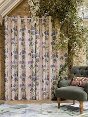 Natural Kew Collection Floral Touch of Linen Eyelet Lined Curtains - Image 3 of 6