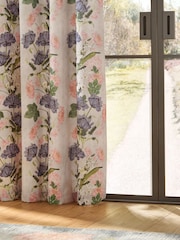 Natural Kew Collection Floral Touch of Linen Eyelet Lined Curtains - Image 5 of 6