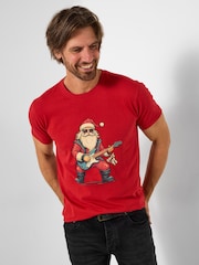 Joe Browns Red Santa Music Print Graphic T-Shirt - Image 1 of 5