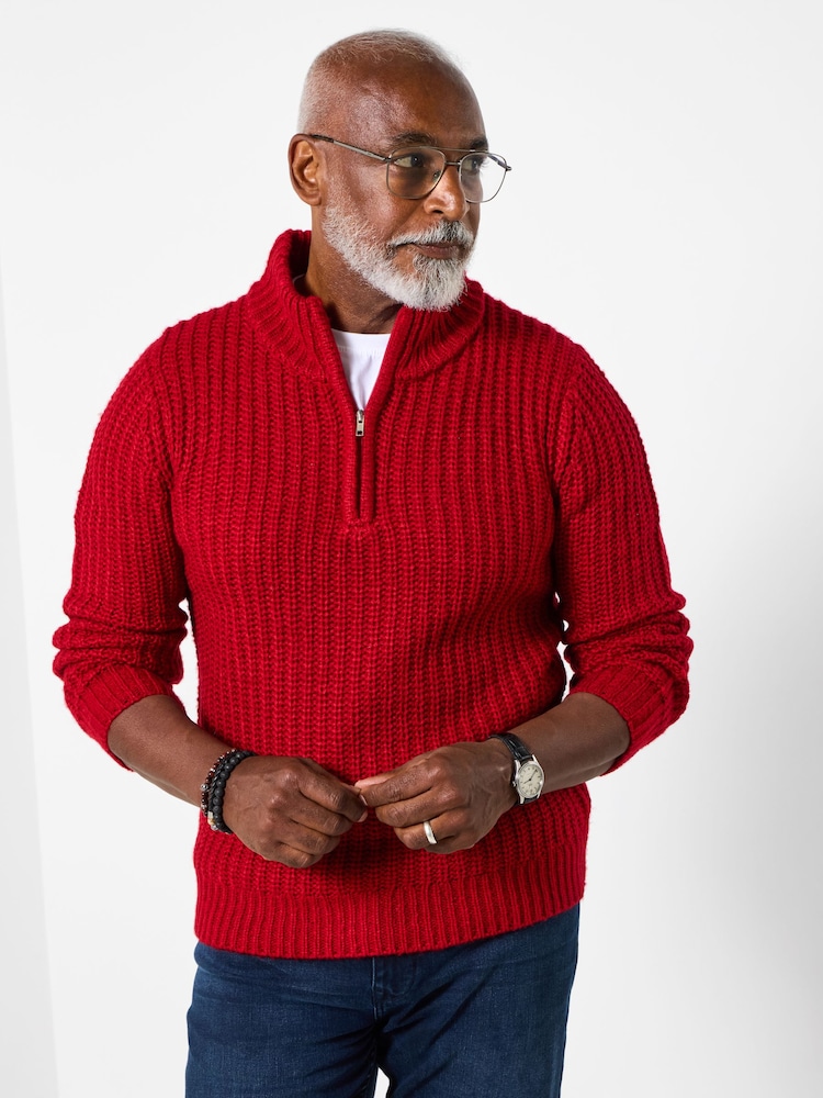 Joe Browns Bright Red Long Sleeve Fisherman Knit Jumper - Image 1 of 5 Joe Browns Bright Red Long Sleeve Fisherman Knit Jumper - Image 1 of 5