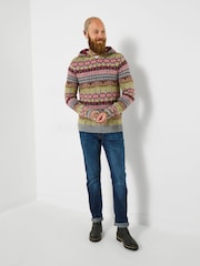 Joe Browns Grey Cozy Fairisle Knit Hooded Jumper - Image 3 of 5