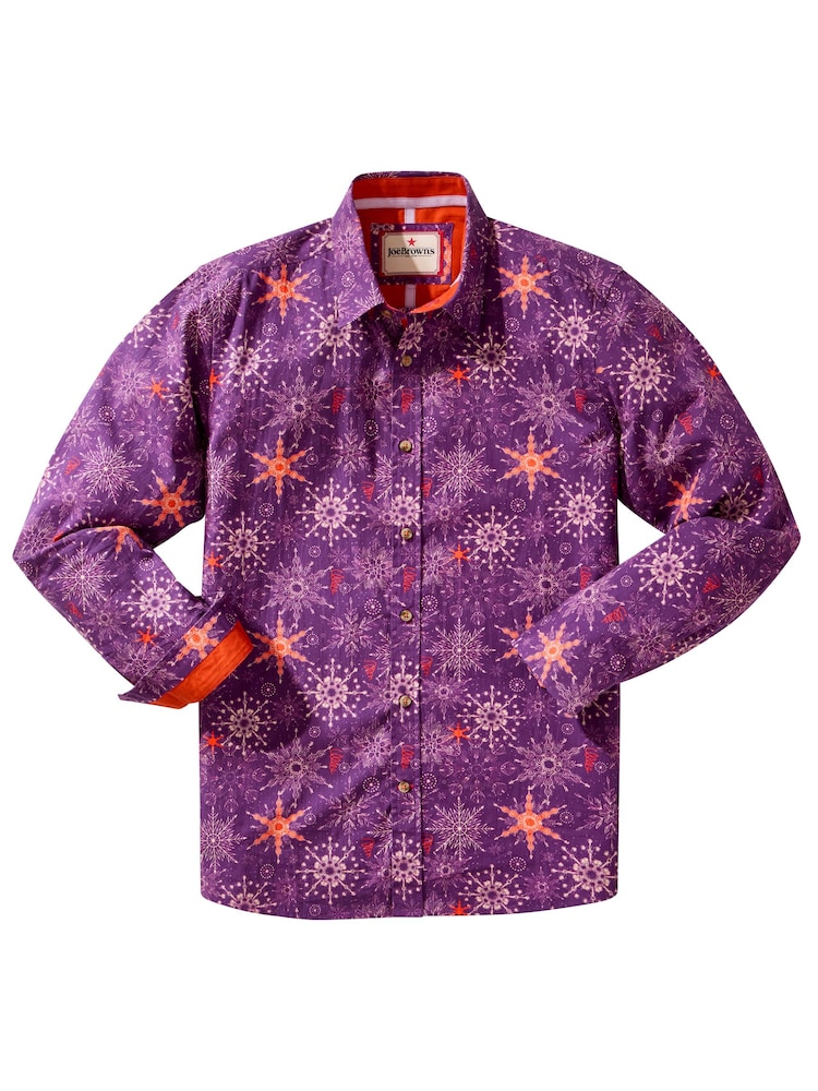 Joe Browns Purple Snowflake Print Long Sleeve Shirt - Image 5 of 5 Joe Browns Purple Snowflake Print Long Sleeve Shirt - Image 5 of 5