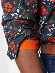 Joe Browns Black Floral Print Winter Shirt - Image 3 of 7