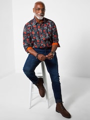 Joe Browns Black Floral Print Winter Shirt - Image 5 of 7