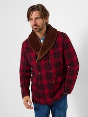 Joe Browns Red Faux Fur Collar Double Breasted Multi-Coloured Coat - Image 2 of 7