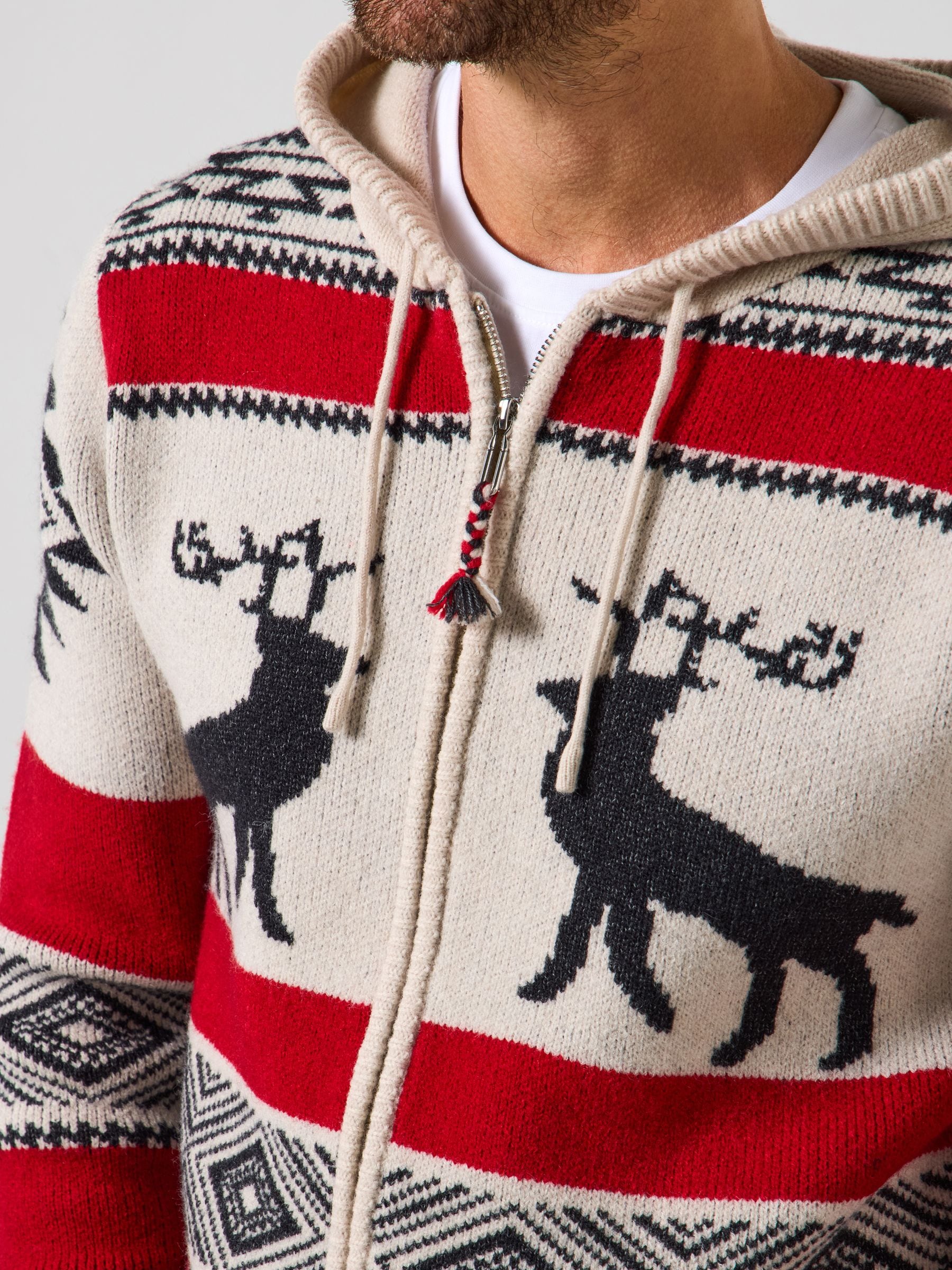 Buy Joe Browns Cream Stag Pattern Zip Hoodie from Next USA