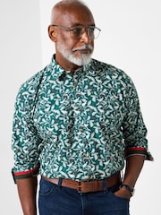 Joe Browns Green Bird Print Long Sleeve Shirt - Image 1 of 6